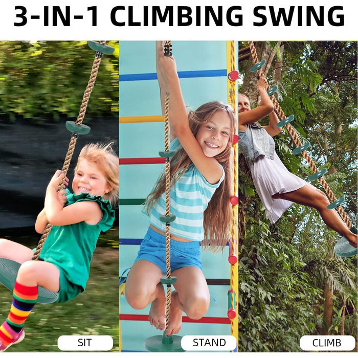 Гойдалки на відкритому повітрі дитячі гойдалки для лазіння по мотузці з платформою, для дітей дерево диск гойдалки гойдалки для ла