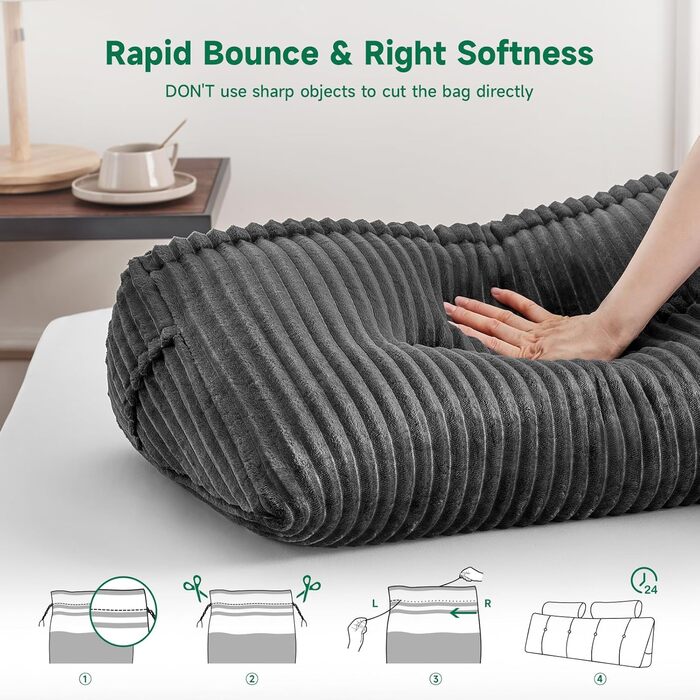 Подушка-книжка Z-hom, клиноподібна подушка, подушка для читання для ліжка та дивана, затишна подушка для спини, практична бічна кишеня, знімний чохол, з круглою подушкою для голови (сіра, 200 * 50 * 20 см) сіра 200 x 50 x 20 см