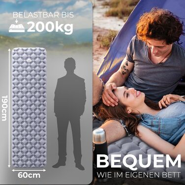 Килимок для сну на вулиці Маленький розмір у пакунку та надлегкий Надувний матрац ідеально підходить для кемпінгу, піших прогулянок, походів з рюкзаком тощо - Надувний килимок для сну (сірий мішок-насос)