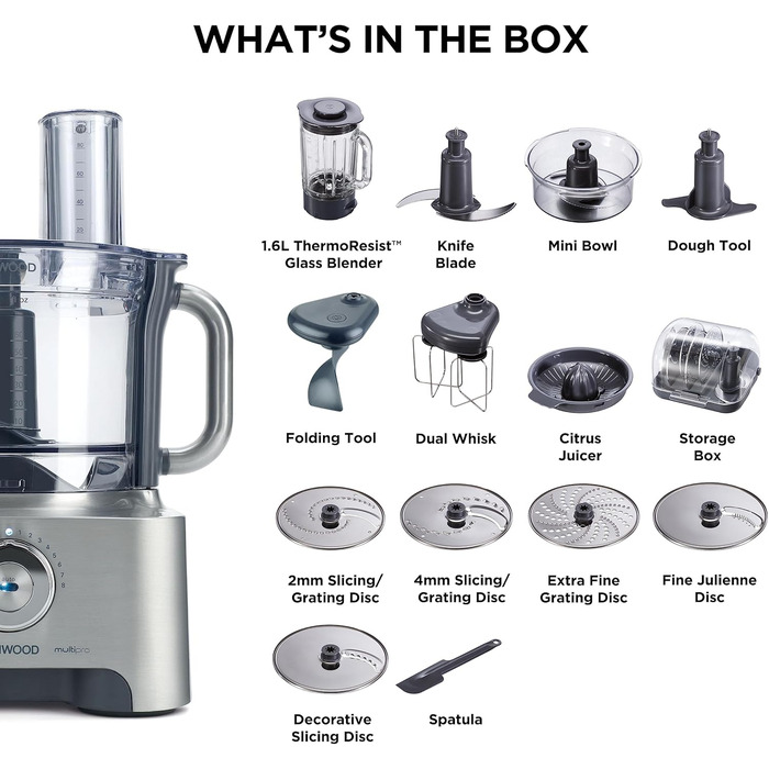 Кухонний комбайн KENWOOD Multipro Sense FPM810 Універсальна система 3,5 л чаша Вбудовані цифрові ваги 1000 Вт Титан