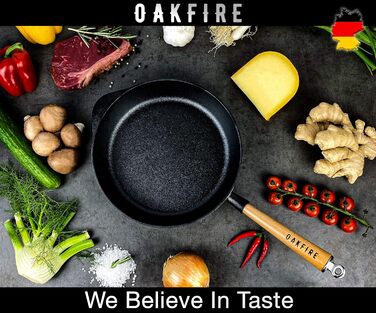 Чавунна сковорода Oakfire 28 см - Чавунна сковорода для індукції - Міцна чавунна сковорода - Чавунна сковорода для гриля для смаже