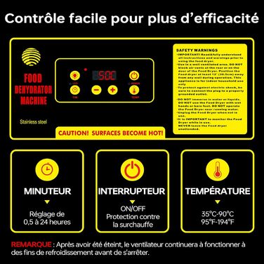 Дегідратор з нержавіючої сталі 8 лотків дегідратора з нержавіючої сталі Дегідратор 35C - 90C Дегідратор Сушарка для їжі 700 Вт з таймером на 24 години