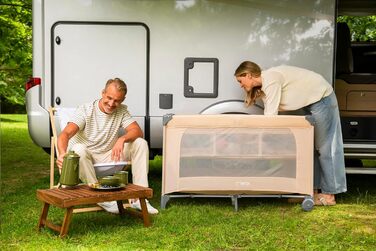 Дитяче та дитяче дорожнє ліжечко MoMi BELOVE PLUS 2-в-1, складне, 2 рівні для сну для немовлят до 9 кг та дітей до 15 кг з дитячим матрацом, ігровою ручкою, пеленальний килимок та сумка для перенесення, темно-зелений