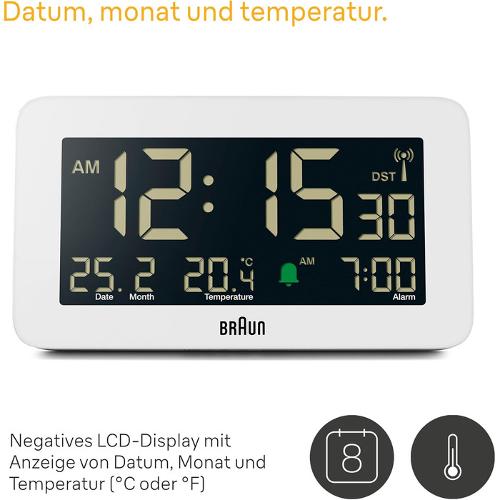 Цифровий будильник Braun Clock BC10W-DCF