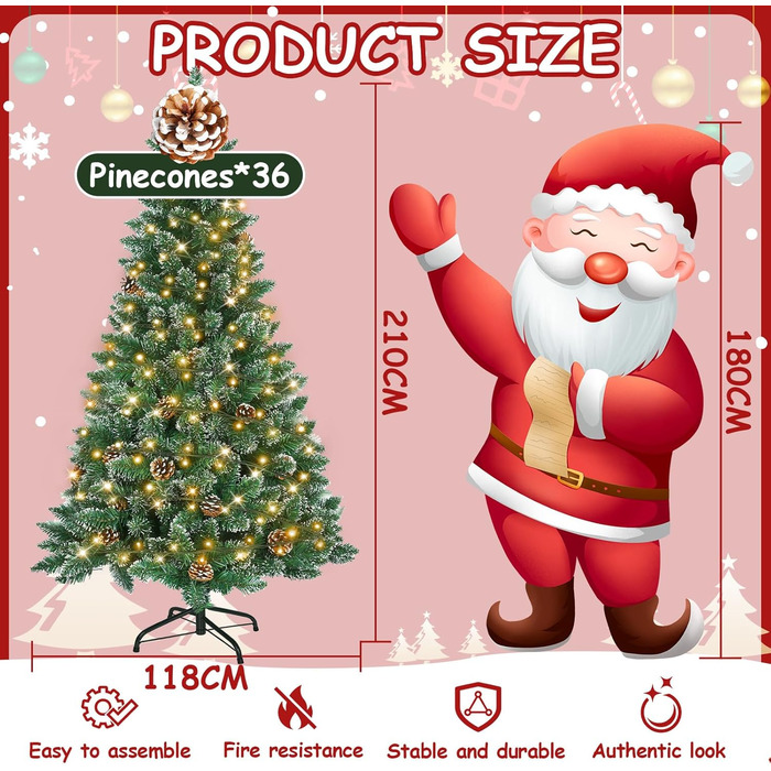 Різдвяна ялинка з вогнями 210 см зелена Eldzenith