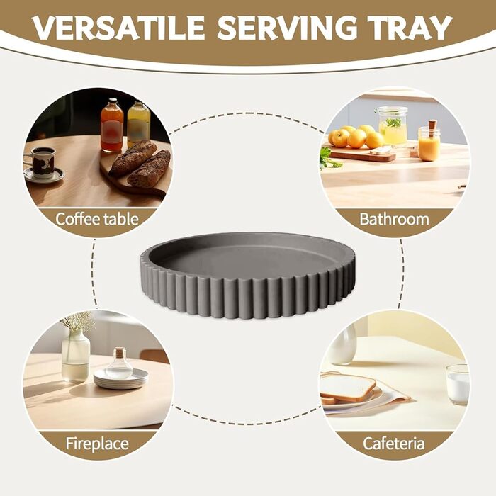 Круглий декоративний піднос, мінімалістичний піднос, декоративний піднос для свічок, органайзер для домашнього декору для вітальні, бару, напоїв, вечірки, дому, кухні (чорний)