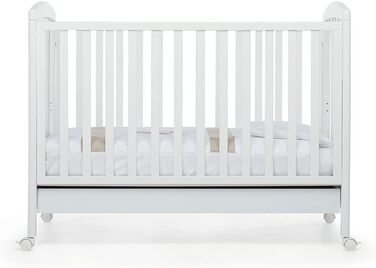 Дитяче ліжечко з регульованою бічною панеллю, 131 x 71 x 103 см, 24 кг, біле. Регульоване