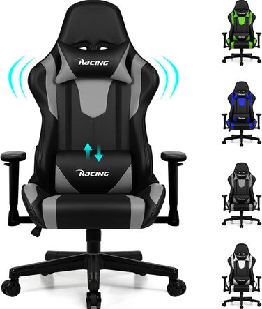 Ігрове крісло Homimaster, ергономічне офісне крісло з регульованою поперековою подушкою, подушкою для підголівника та підлокітника