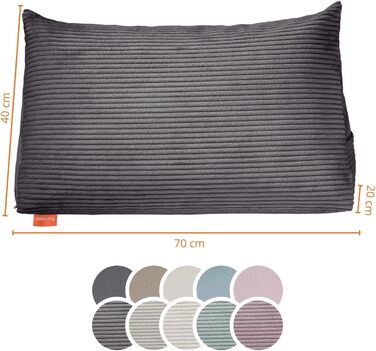 Подушка для спини Sleepling Corduroy-Look, клиноподібна подушка для ліжка та дивана, поперекова подушка, трикутна подушка для читання, пляжна подушка, подушка зі знімним чохлом, який можна прати, бічна кишеня, ширина 70 см, темно-сірий вельвет темно-сірий