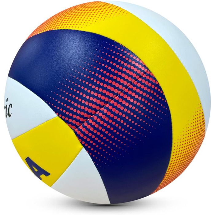 Пляжний волейбольний м'яч Mikasa Beach Classic, Розмір 5, Технологія TwinSTLock, Водонепроникний, Синій/Жовтий/Червоний