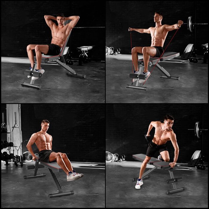 Складана та регульована лава для силових тренувань, багатофункціональна похила лава для тренувань усього тіла, фітнес-лава 6-в-1 для використання вдома або в тренажерному залі, вантажопідйомність 300 кг