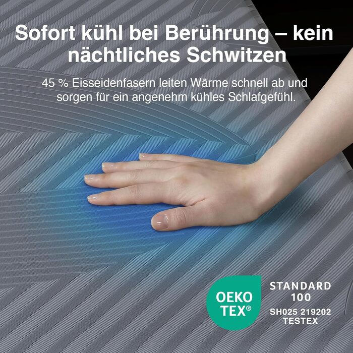 Матрац Novilla Coolmax 140x200 см 7-зонний матрац з холодної піни з гелем та зеленим чаєм, з охолоджувальною тканиною, H3 та H4 середньої жорсткості, висота 30 см, сертифікований Oeko-Tex, дихаючий чохол, який можна прати, 140 x 200 см 30 см