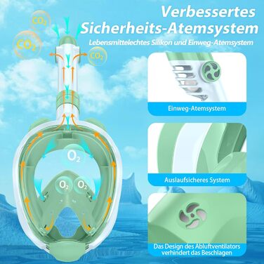 Маска для сноркелінгу X99, повнолицьова маска, огляд 180 градусів, антизапотіваюча маска для дайвінгу, сумісна зі спортивними камерами, окуляри для дайвінгу для дітей, зелений розмір S/M