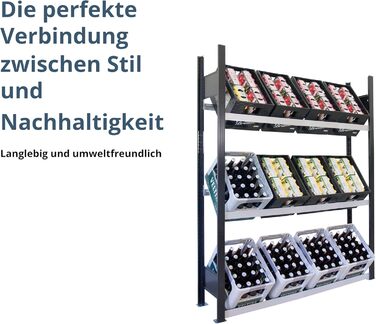 Стелаж для напоїв SCHULTE Regalwelt до 12 ящиків, 180x136x30 см (ВxШxГ), вантажопідйомність на полицю 60 кг, чорно-сріблястий