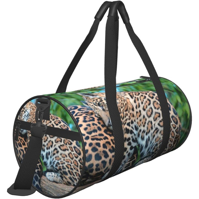 Спортивна сумка, дорожня сумка, африканський леопардовий принт, сумка для подорожей на ніч, чорна, універсальний розмір