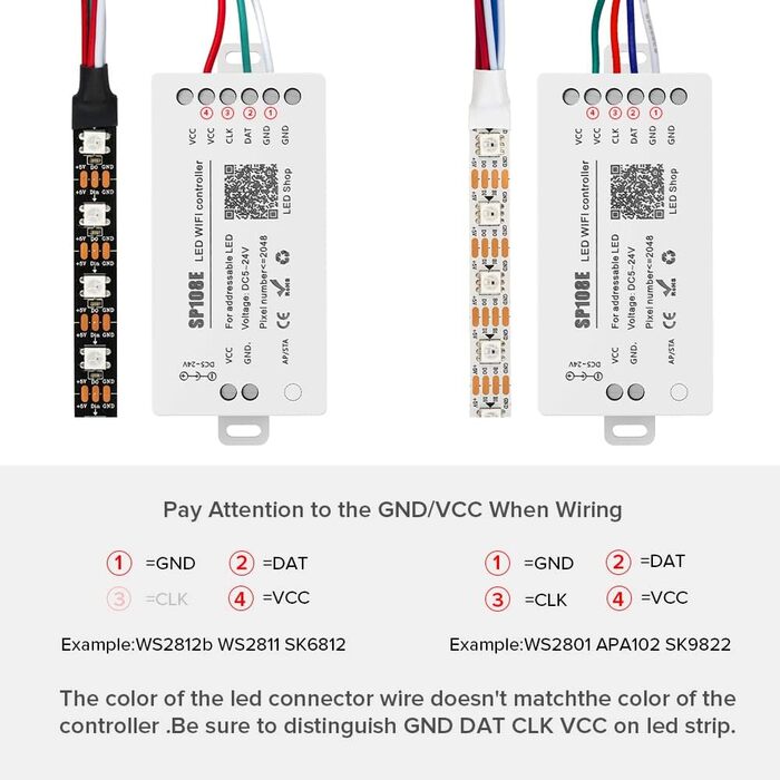 Світлодіодний контролер Wi-Fi Керування групою додатків iOS/Android для SK9822 SK6812 SK6812-RGBW WS2801 WS2813 WS2815 Цифровий адресний модуль світлодіодної стрічки RGB DC5V-24V M1SP108E, 2812B WS2811 SP108E