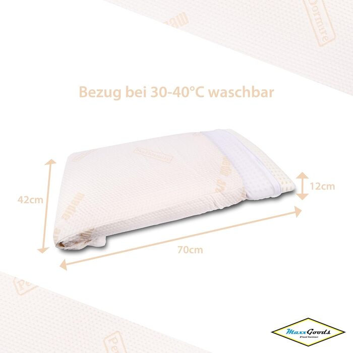 Подушка для шиї Feelgood, висота 12 см, з віскогелевої піни - Ортопедична подушка зі 100 бавовняним внутрішнім чохлом антиалергенним зовнішнім чохлом - Подушка для шийного відділу хребта для сну на боці та животі (70x42 см) FeelGood - 70 x 42 x 12 см