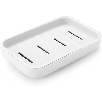 Мильниці для ванної кімнати Мильниця Мильниця зі зливом, дозатор мила для душу, легко миється, суха, зупиняє каламутне мило (біла)