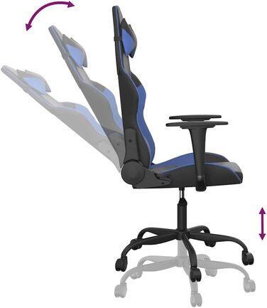 Ігрове крісло INLIFE чорно-синє зі штучної шкіри, Меблі, Крісла, Ігрові крісла, Сині, 16,1 кг, 3143641