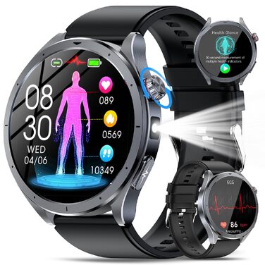 Розумний годинник YUPENG AI для чоловіків з чатом, GPT/ЕКГ/HRV/функціями тіла/ІМТ/сечовою кислотою/світлодіодним підсвічуванням, 1,53-дюймовий годинник для здоров&39я з функцією телефону, 24-годинний монітор артеріального тиску/SpO2 для сну/SOS, екстрений