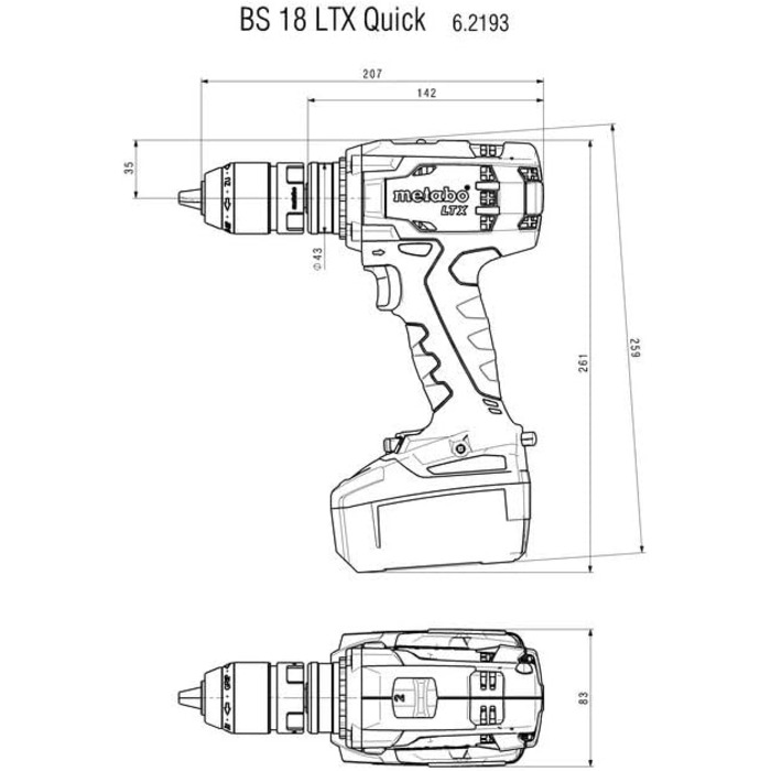 Акумуляторний дриль-шуруповерт Metabo BS 18 LTX Quick (602193840) 18 В metaBOX 145 L, напруга акумулятора 18 В, макс. М'який крутн