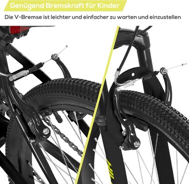 Дитячий велосипед Hiland Climber 24 дюйми, 7-швидкісний дитячий гірський велосипед, молодіжний MTB з амортизаційною вилкою, V-brakes, гірський велосипед для хлопчиків та дівчаток, чорний/синій/м&39ятно-зелений/рожевий