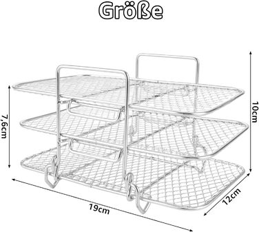 Решітка для гриля для фритюрниці LOLYSIC 2 шт. , 19 x 12.8 x 11.5 см, тришаровий багатоцільовий гриль, знімний дренаж і дегідратор з нержавіючої сталі 304, пароварка для їжі