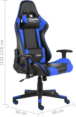Поворотне ігрове крісло, синій ПВХ, офісне крісло, масажне ігрове крісло для ПК, ігрове крісло для дорослих