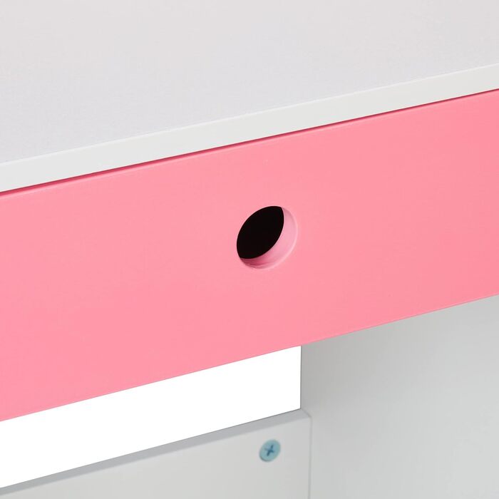 Стіл і стілець Relaxdays для дітей, шухляда і 2 відкритих відділення, мотив лебедя, меблі для дитячої кімнати, рожевий/білий