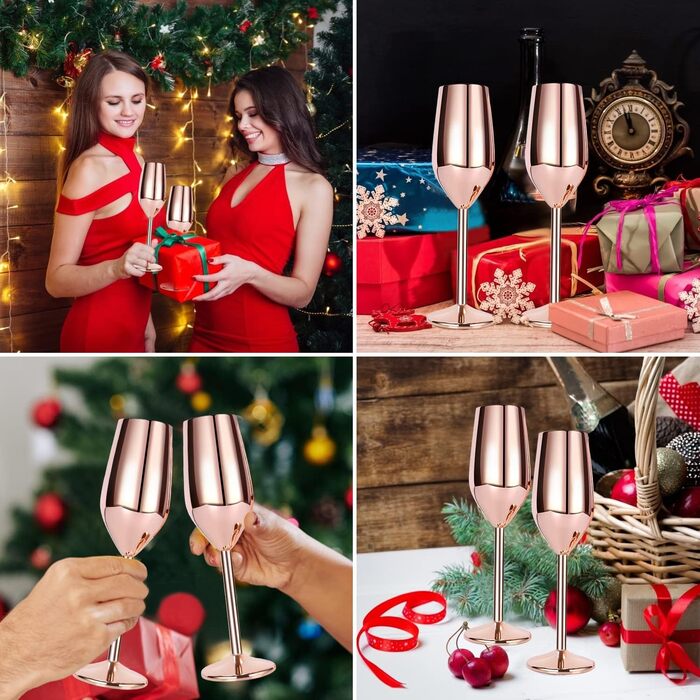 Келихи для шампанського FOOLS ALIBAI з нержавіючої сталі 200 мл рожеве золото,келихи для шампанського набір з 2 моет, коктейльні к