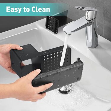 Тримач для зубної щітки для органайзера для ванної кімнати, тримач для електричної зубної щітки зі зливним отвором, знімний органайзер для зубної щітки для ванної кімнати, кухні та сімї (чорний)