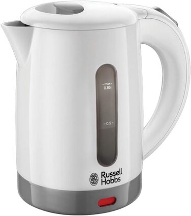 Електричний чайник Russell Hobbs Small Туристичний чайник 0,85 л з регулюванням напруги по всьому світу Travel (1000 Вт, в т.ч. 2 чашки та 2 чайні ложки, оптимізований носик, компактний маленький чайник) 23840-70