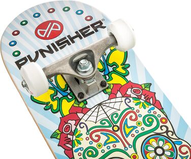 Скейтборд Punisher Day of The Dead 80 см з подвійним ударом і увігнутим скейтом в комплекті, білий