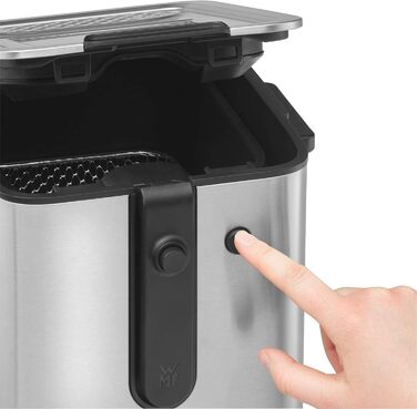 Міні-фритюрниця з жиром/олією, міні-фритюрниця з картоплерізкою, 1000 Вт, знімний контейнер для олії, для хрусткої картоплі фрі, матова нержавіюча сталь матова