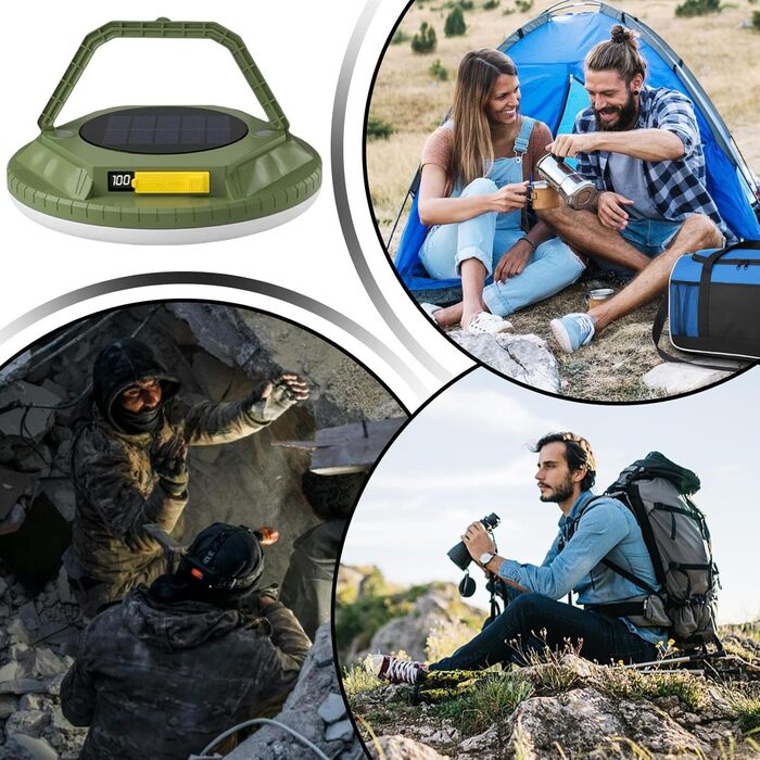 Ліхтар для кемпінгу сонячні ліхтарі для намету з яскравістю 1600 люмен, водонепроникний ліхтар для кемпінгу на відкритому повітрі, для саду, двору, патіо, балкону, пішого туризму, походів, зелений