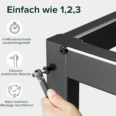 Каркас ліжка Zinus Elias 140x200 см - Металеве ліжко 140x200 з металевою рейковою основою - Платформа заввишки 36 см з простором під нею - Не потрібна пружинна основа - Легке складання - Чорний