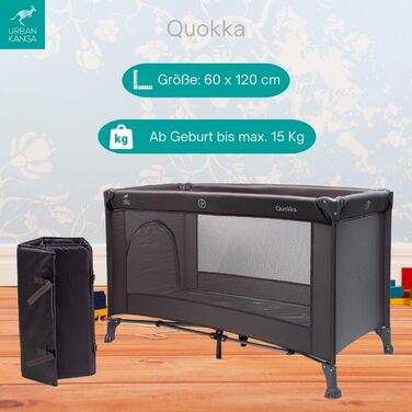 Дитяче ліжечко Urban Kanga QK з боковим відкриттям 60x120 см (ліжечко QK, темно-сіре)