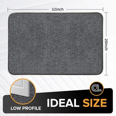 Килимок Mibao для прихожих 50 x 80 см, брудозбірний килимок для вхідних зон, килимок для прихожих, нековзний, суперпоглинаючий килимок для вхідних дверей, задніх дверей, взуття та лап, сірий 50 x 80 см (прямокутний)