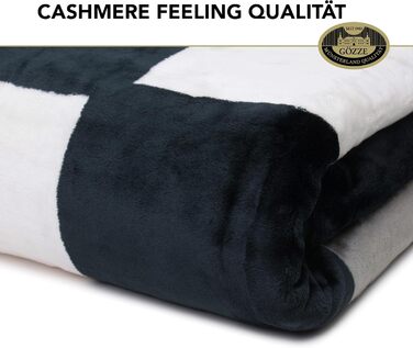 М&39яка ковдра, на дотик кашемір, висока щільність тканини 500 г/м, Antigua, 150 x 200 см - Антрацит/Чорний/Біло-сірий