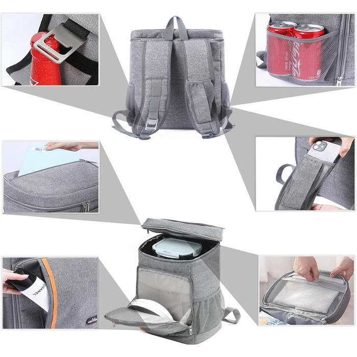 Рюкзак-холодильник 28 л, утеплений рюкзак для пікніка, велика сумка-холодильник для чоловіків та жінок, для пікніків/барбекю/кемпінгу/прогулянок/шопінгу (чорний)