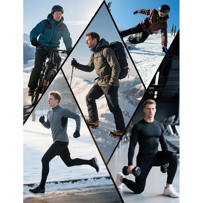 Термобілизна Niksa для чоловіків, комплект лижної білизни, довгий функціональний комплект, дихаюча м&39яка термобілизна для футболу, бігу, фітнесу, походів, чоловіків, чорного кольору*1 (верх*1 низ*1)