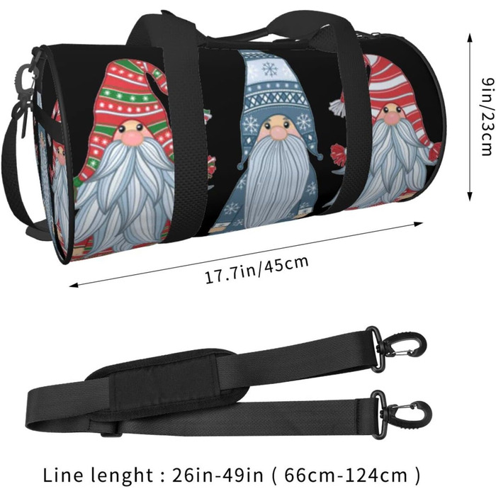 Дорожня сумка-мішок, новорічний дизайн (Дід Мороз, Гном), спортивна сумка для чоловіків та жінок