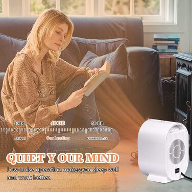 Енергозберігаючий невеликий вентилятор-обігрівач, керамічний нагрівальний елемент 220 В 1200 Вт, 2 режими, тихий електричний обігрівач із захистом від перегріву, внутрішній обігрівач для спальні, вітальні, офісу