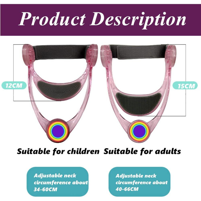 Підтримка шийного хребця YGMXZL, регульований коректор постави для підтримки шиї на 360, розтяжка для шиї забезпечує підтримку шиї Тяга шиї, знімає біль у шиї (дорослий рожевий)