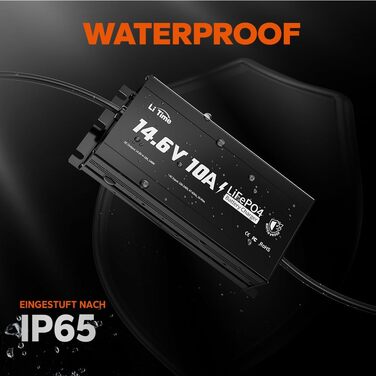 Зарядний пристрій LiTime 14.6V 10A LiFePO4, водонепроникний IP67, зарядний пристрій для літій-