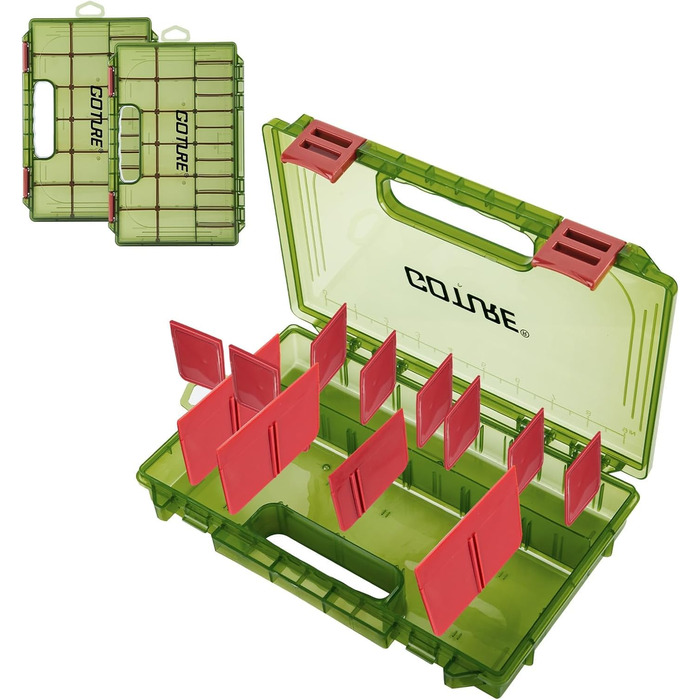 Прозора скринька для рибальських снастей з вимірювальною лінійкою, регульованими роздільниками та нековзними подвійними засувками для рибальських аксесуарів Ергономічна ручка (опціонально) з ручкою для перенесення, 2 шт. (27,5*18,5*4,2 см), 3600 -