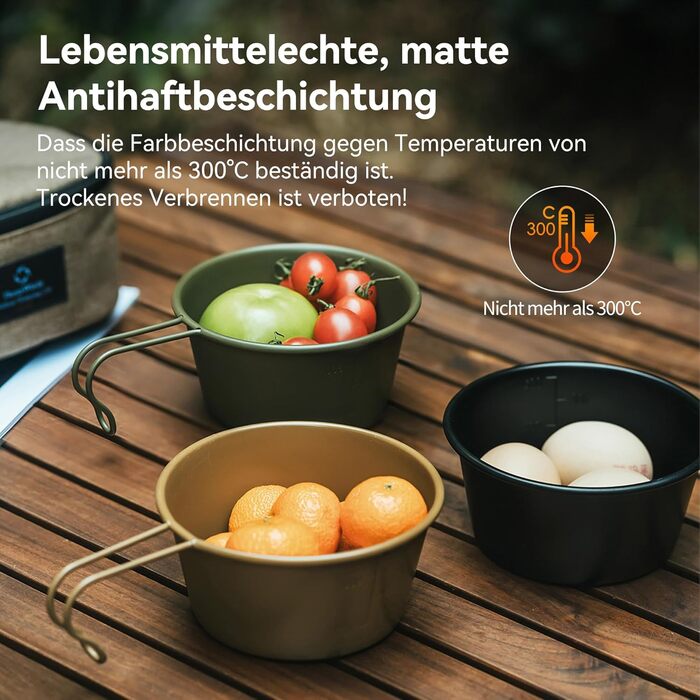 Миска Thous Winds Outdoor Sierra з нержавіючої сталі, 2 чашки Sierra 450 мл, чашка Sierra з підвісною ручкою, портативна, штабельована, легка миска для використання на свіжому повітрі, кемпінгу, походів - хакі