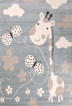 Дитячий килимок VIMODA жираф з метеликом і квітами дитячий килимок для дівчаток і хлопчиків килимок для дитячої кімнати синій нето