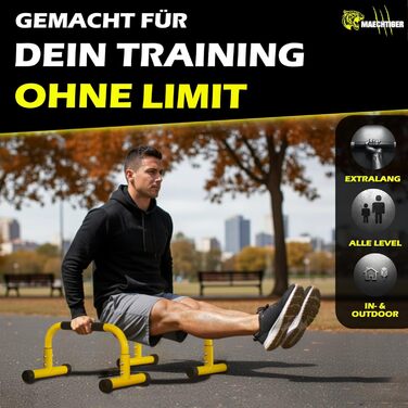 Преміум-паралелети - надзвичайно довгі ручки/бруси для віджимань зі сталі - не хитаються завдяки системі балансування - не ковзають та не завдають шкоди суглобам - для калістеніки, фітнесу, використання в приміщенні та на вулиці