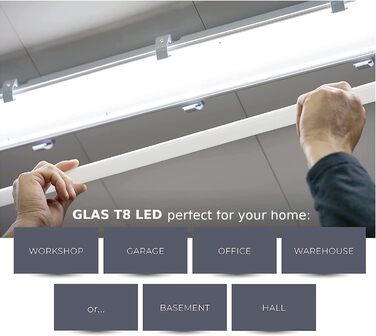 Чиста світлодіодна трубка з 10 шт. 120 см - СКЛО T8 G13 - нейтральний білий (4000K) - 18 Вт (замінює 36 Вт) - 1800 люмен - включно зі стартером - люмінесцентна трубка Неонова трубка трубка лампа Світлодіодна трубка